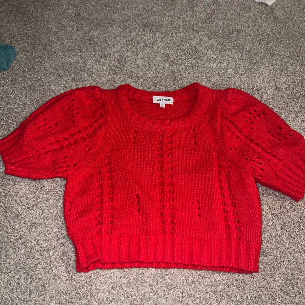 Vibrant Red Crew Neck Top